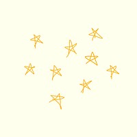 Yellow stars doodle element, minimal hand drawn psd illustration