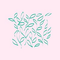 Green leaves doodle element, simple hand drawn psd illustration