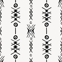 Tribal pattern background, black and white seamless geometric design, psd