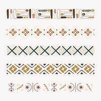 Tribal pattern illustrator brush, brown geometric design, vector