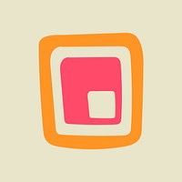 Retro abstract square illustration, colorful design on off white background