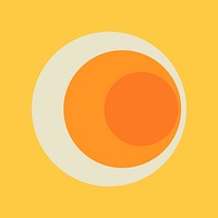 Retro geometric circle illustration, orange design on yellow background