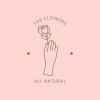 Aesthetic flower logo template, editable minimal design psd