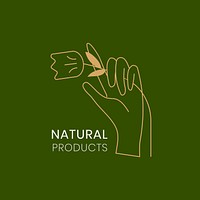 Aesthetic logo template psd, natural product branding