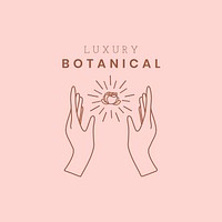 Luxury botanical logo template psd, health & wellness branding pink design