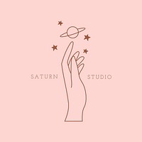 Astronomy logo template, editable minimal pink vector