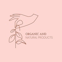 Aesthetic organic logo template psd, health & wellness branding pink design