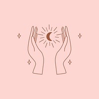 Celestial hand logo element, minimal illustration psd