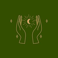 Celestial hand logo element, minimal illustration psd