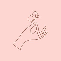 Minimal hand & line art illustration on pink
