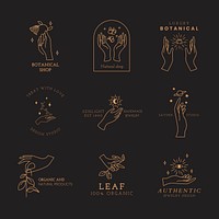 Aesthetic logo template, editable mystical design set vector