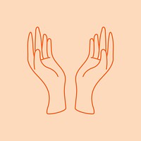 Aesthetic hands sticker, minimal line art illustration vector