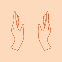 Minimal hand gesture sticker psd, line art collage element