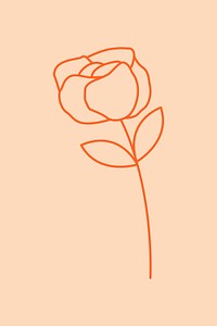 Aesthetic rose flower background, peach color line art design