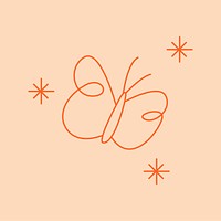 Minimal butterfly sticker psd, line art design