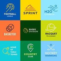 Sports business logo clipart, colorful modern design collection