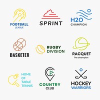 Sports business logo template, colorful modern design psd set