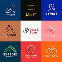 Sports business logo template, colorful modern design vector collection