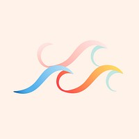 Ocean wave logo element, creative water graphic for business psd