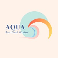 Aqua business logo template, water company, creative pastel flat design psd