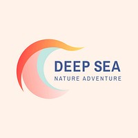 Sea wave logo template, travel business, animated graphic psd