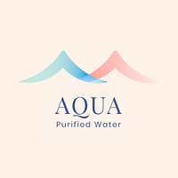 Aqua business logo template, water company, creative pastel flat design vector