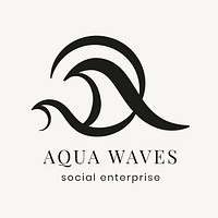 Aqua business logo template, professional creative black flat design psd