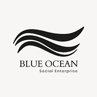 Creative ocean logo template, water illustration for business psd