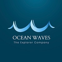 Ocean wave logo template, travel business, animated water graphic psd