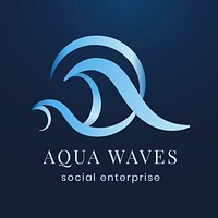 Aqua business logo template, professional creative blue flat design psd