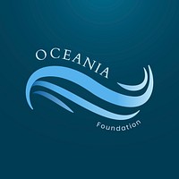 Ocean wave logo template, foundation business, animated graphic psd