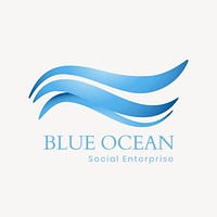 Creative ocean logo template, water illustration for business psd