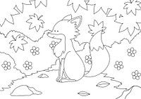 Fox kids coloring page, blank printable design for children to color