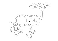 Elephant kids coloring page, blank printable design for children to color