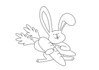 Easter bunny kids coloring page, blank printable design for children to color