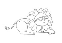 Lion kids coloring page, blank printable design for children to color