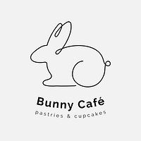 Minimal bunny logo template, editable line art design psd