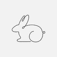 Rabbit logo element, line art animal illustration vector