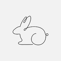 Rabbit logo element, line art animal illustration psd