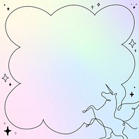 Unicorn frame, holographic background design psd