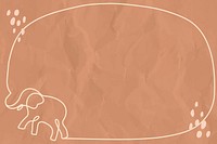 Minimal elephant frame psd, brown background