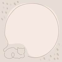 Cute cat frame, beige background aesthetic design psd