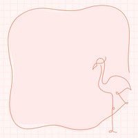 Flamingo frame, pink background line art design psd