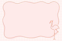 Flamingo frame, pink background line art design psd