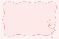 Flamingo frame, pink background line art design vector