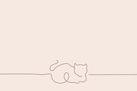 Minimal cat pink background psd, line art illustration