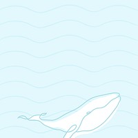 Ocean background, line art whale design vector