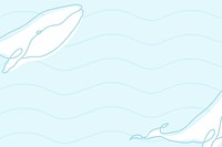 Blue ocean background, line art whale design psd