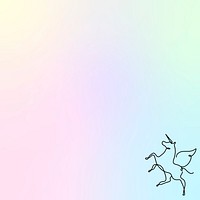 Aesthetic holographic background psd, line art unicorn design