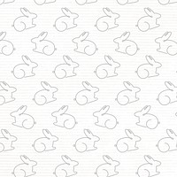 Rabbit seamless pattern, white background line art design psd